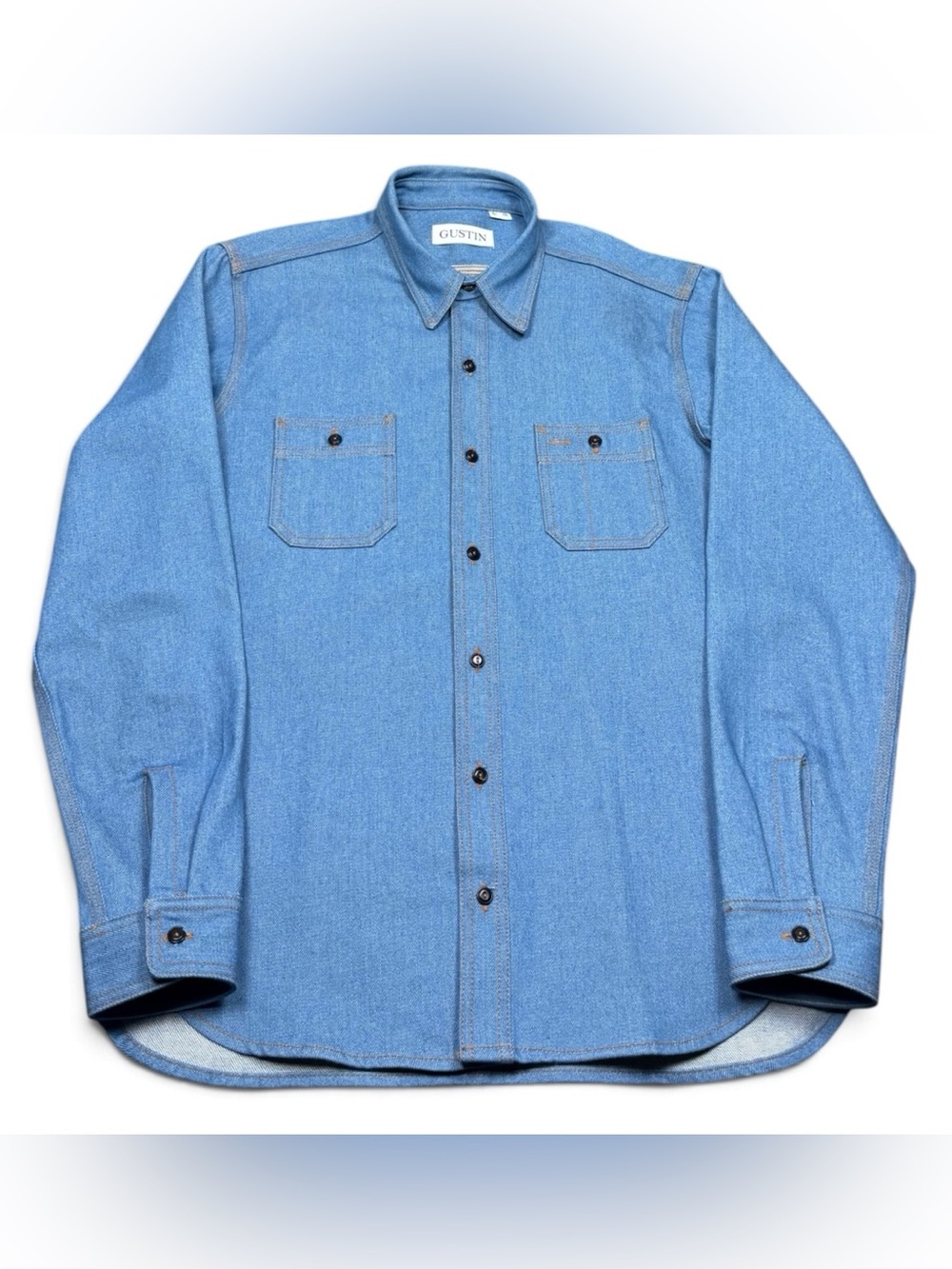 Gustin 139 Big Sky Denim Button Up Workshirt Blue Classic Fit Size Men’s Large